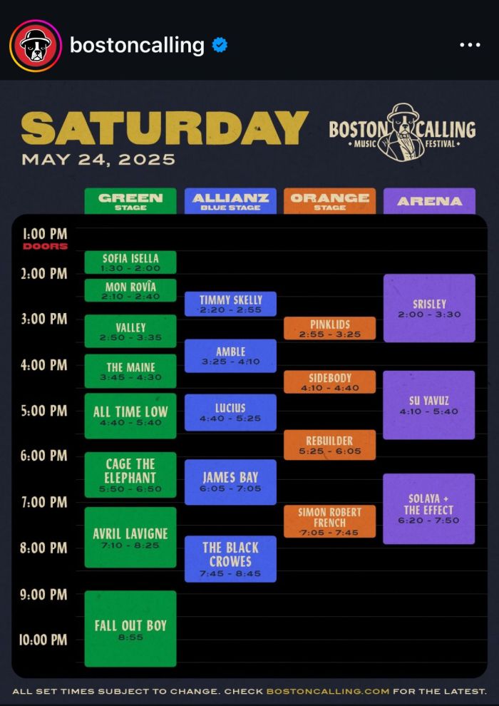 Boston Calling 2025 Saturday Schedule performer Lineup