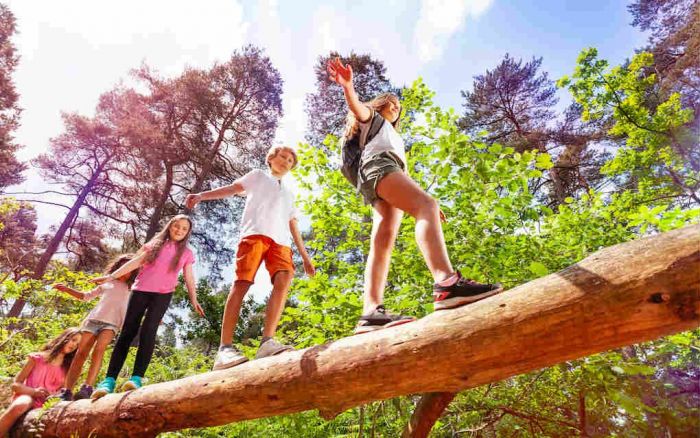 Boston Summer Camps | Nature Kids Balancing on a Log